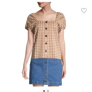 Women’s Madewell Gingham Short Sleeve Top NWT